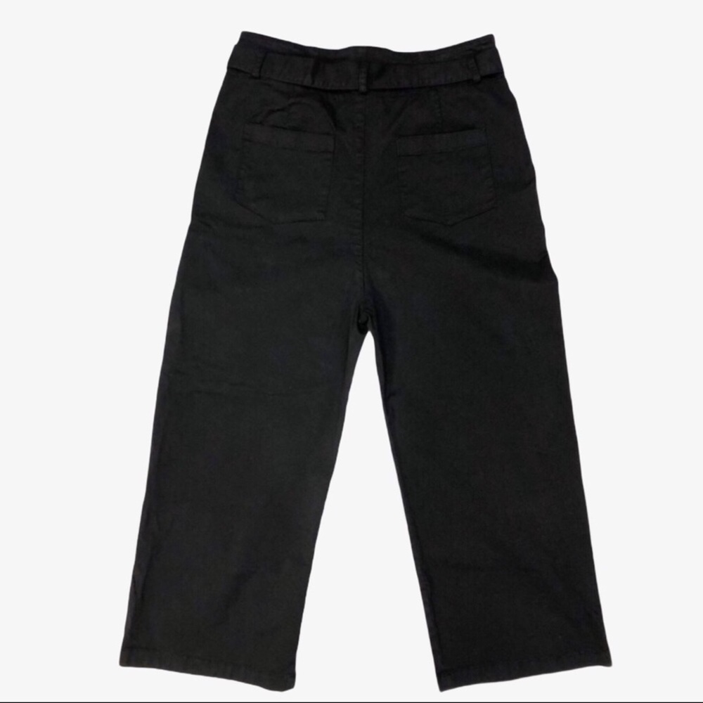 Tara Jarmon Wide Leg Cropped Paperbag Waist Pants Black Size 8 - Picture 3 of 6